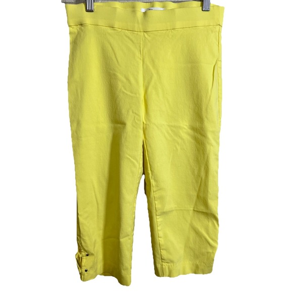 89th & Madison Pants - 89th & Madison Stretch Straight Leg Yellow Pull‎ On Capri Pants Womens Small